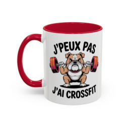 Teecustom Mug Cross Training – J’Peux Pas J’Ai Crossfit – Tasse Sport Humour Bouledogue Musclé