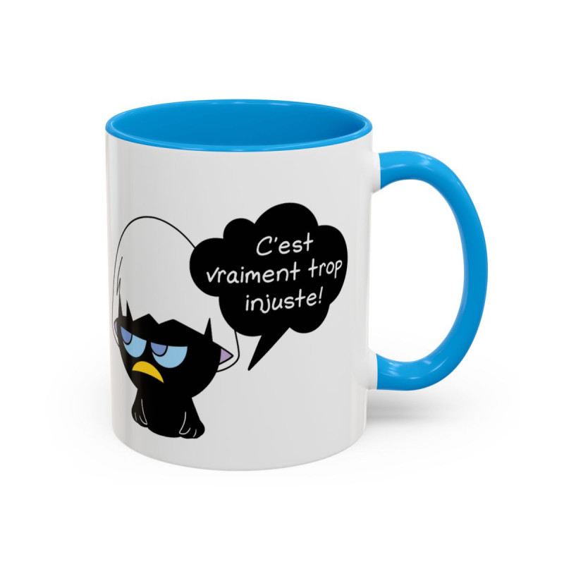 Mug Céramique Calimero Grognon – Tasse Humour “C’est Vraiment Trop Injuste” 325ml – Cadeau Original Café Noir,Bleu,Rouge