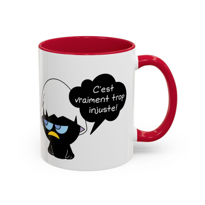 Mug Céramique Calimero Grognon – Tasse Humour “C’est Vraiment Trop Injuste” 325ml – Cadeau Original Café Noir,Bleu,Rouge