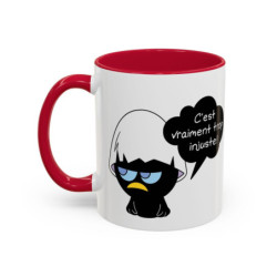 Mug Céramique Calimero Grognon – Tasse Humour “C’est Vraiment Trop Injuste” 325ml – Cadeau Original Café Noir,Bleu,Rouge