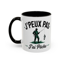 Mug "J’peux pas, j’ai pêche" – Tasse Céramique Humoristique Pêche – Cadeau Pêcheur Drôle – Micro-ondes & Lave-Vaisselle – 325 ml