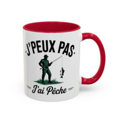 Mug "J’peux pas, j’ai pêche" – Tasse Céramique Humoristique Pêche – Cadeau Pêcheur Drôle – Micro-ondes & Lave-Vaisselle – 325 ml