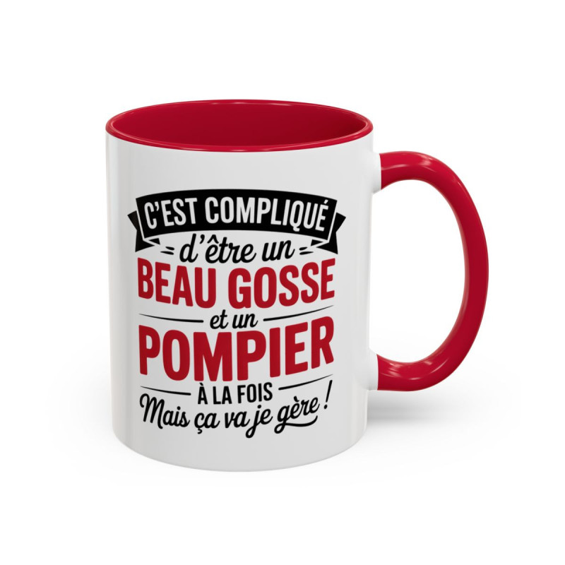 Mug Beau Gosse Pompier – Tasse Céramique Humour Sapeur-Pompier – Cadeau Homme Métier Feu – Micro-ondes & Lave-Vaisselle