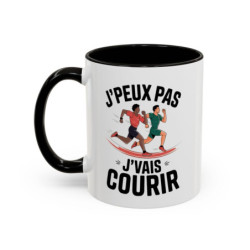 Mug J’peux pas J’vais Courir – Tasse Céramique Running Humour – Cadeau Sportif Course à Pied 325ml
