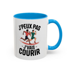 Mug J’peux pas J’vais Courir – Tasse Céramique Running Humour – Cadeau Sportif Course à Pied 325ml