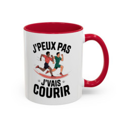 Mug J’peux pas J’vais Courir – Tasse Céramique Running Humour – Cadeau Sportif Course à Pied 325ml