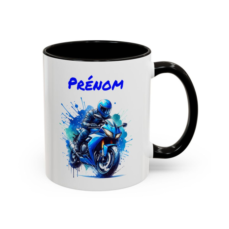 Mug Personnalisé Moto Sport – Tasse Céramique Motard avec Prénom – Cadeau Biker Homme