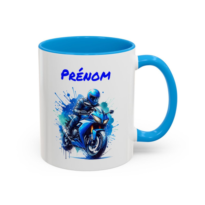 Mug Personnalisé Moto Sport – Tasse Céramique Motard avec Prénom – Cadeau Biker Homme