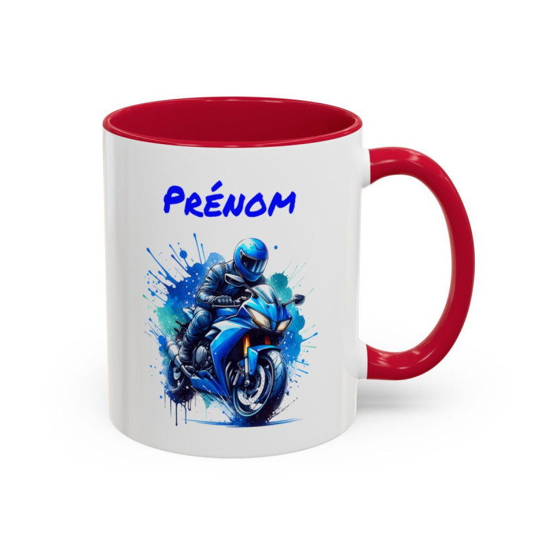 Mug Personnalisé Moto Sport – Tasse Céramique Motard avec Prénom – Cadeau Biker Homme
