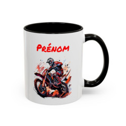 Mug Personnalisé Motocross – Tasse Céramique Pilote MX avec Prénom – Cadeau Moto Cross Offroad