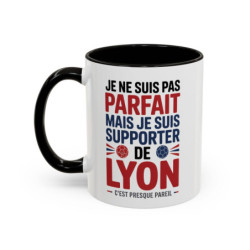 Mug Supporter Lyon Humour – Tasse Céramique Football Texte Drôle – Cadeau Fan Ville de Lyon