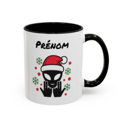 Teecustom Mug Alien Personnalisé avec Prénom Tasse Humour Noël OVNI Signe Jul Cadeau Drôle et Original