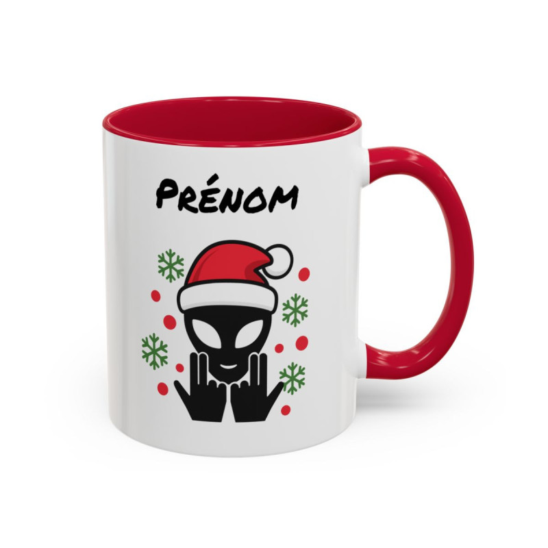 Teecustom Mug Alien Personnalisé avec Prénom Tasse Humour Noël OVNI Signe Jul Cadeau Drôle et Original