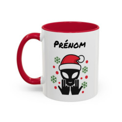 Teecustom Mug Alien Personnalisé avec Prénom Tasse Humour Noël OVNI Signe Jul Cadeau Drôle et Original