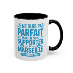 Mug Supporter Marseille Humour – Tasse Céramique Football Texte Drôle – Cadeau Fan Ville de Marseille