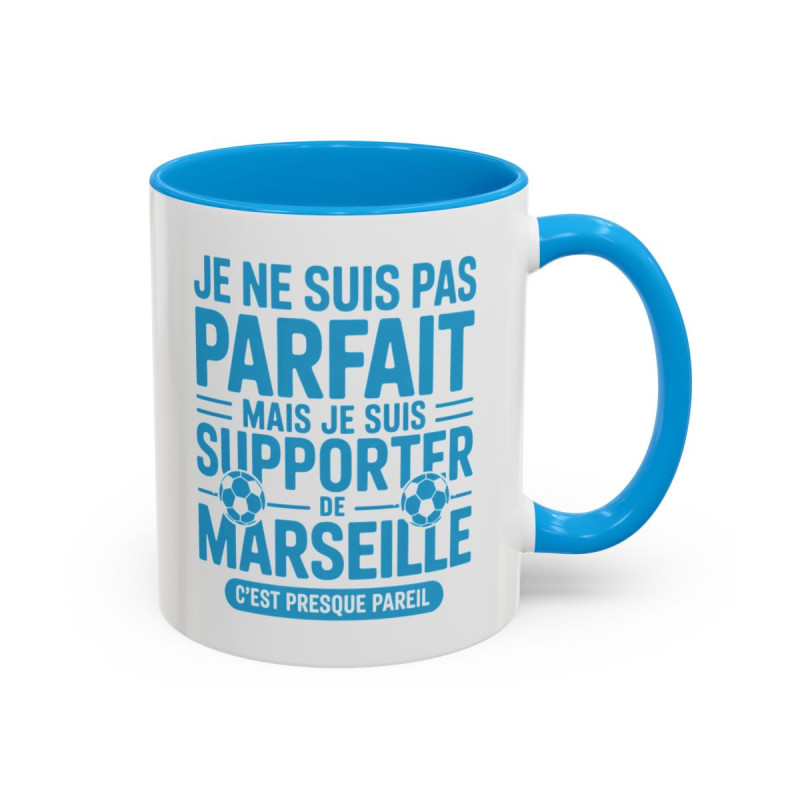 Mug Supporter Marseille Humour – Tasse Céramique Football Texte Drôle – Cadeau Fan Ville de Marseille