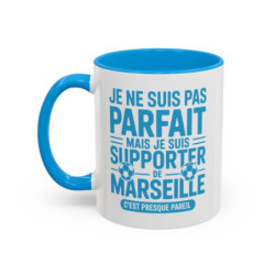 Mug Supporter Marseille Humour – Tasse Céramique Football Texte Drôle – Cadeau Fan Ville de Marseille