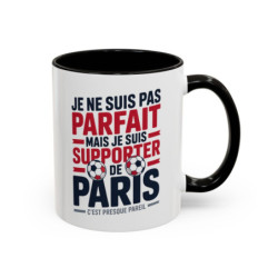 Mug Supporter Paris Humour – Tasse Céramique Football Texte Drôle – Cadeau Fan Ville de Paris