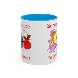 Mug Caliméro Ze veux zuste un petit bizou ! Idée cadeau humour drôle amusant tasse Noir Bleu Rouge