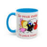 Mug Caliméro Ze veux zuste un petit bizou ! Idée cadeau humour drôle amusant tasse Noir Bleu Rouge