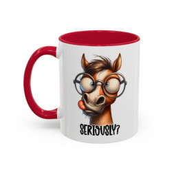 Mug Cheval Humour “Seriously?” – Tasse Céramique Animal Drôle avec Lunettes – Cadeau Original