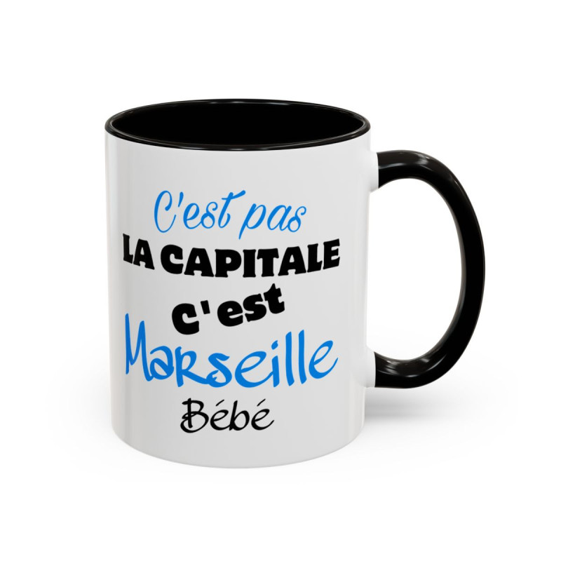Mug “C’est pas Marseille” – Tasse Céramique Humour Typographique – Cadeau Original Sud de la France
