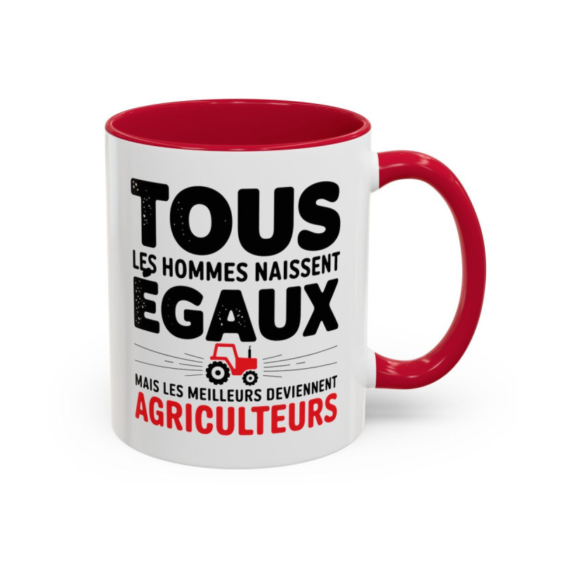 Mug Agriculteur Humour – “Tous les hommes naissent égaux mais les meilleurs deviennent agriculteurs” – Tasse Cadeau Métier