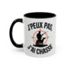 Mug Chasse Humour “J’peux pas j’ai chasse” – Tasse Chasseur avec Chien et Fusil – Cadeau Passion Nature
