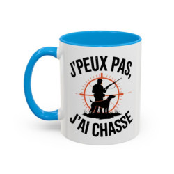 Mug Chasse Humour “J’peux pas j’ai chasse” – Tasse Chasseur avec Chien et Fusil – Cadeau Passion Nature