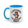 Mug Humour “Le café d’abord les questions ensuite” – Tasse Ours avec Café – Cadeau Drôle Bureau Matin Difficile – 325 ml