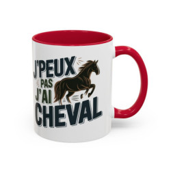 Mug Humour Équitation “J’peux pas j’ai cheval” – Tasse Cavalier Cavalière – Cadeau Passion Chevaux & Centre Équestre