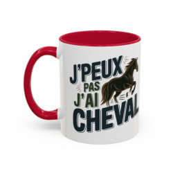 Mug Humour Équitation “J’peux pas j’ai cheval” – Tasse Cavalier Cavalière – Cadeau Passion Chevaux & Centre Équestre
