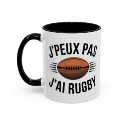 Mug Humour Rugby “J’peux pas j’ai rugby” – Tasse Rugbyman – Cadeau Sport Collectif & Passion Ovalie – 325 ml