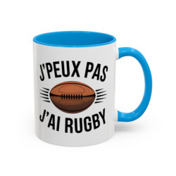 Mug Humour Rugby “J’peux pas j’ai rugby” – Tasse Rugbyman – Cadeau Sport Collectif & Passion Ovalie – 325 ml