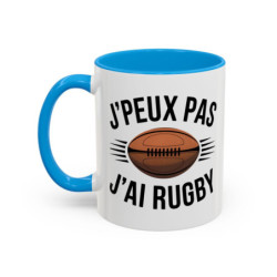 Mug Humour Rugby “J’peux pas j’ai rugby” – Tasse Rugbyman – Cadeau Sport Collectif & Passion Ovalie – 325 ml