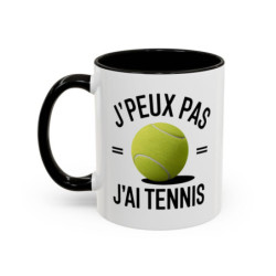 Mug Humour Tennis “J’peux pas j’ai tennis” – Tasse Joueur de Tennis – Cadeau Sport Raquette & Passion – 325 ml