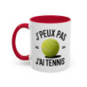 Mug Humour Tennis “J’peux pas j’ai tennis” – Tasse Joueur de Tennis – Cadeau Sport Raquette & Passion – 325 ml