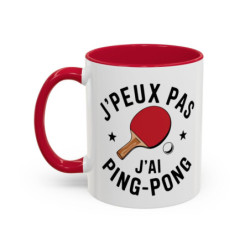 Mug Humour Ping-Pong “J’peux pas j’ai ping-pong” – Tasse Joueur de Tennis de Table – Cadeau Sport Raquette – 325 ml