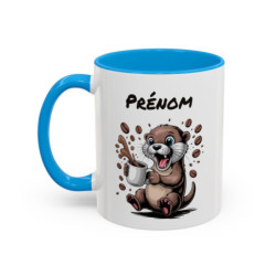 Mug Personnalisable Loutre et Café – Tasse avec Prénom – Cadeau Animal Mignon Humour – 325 ml