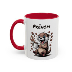 Mug Personnalisable Loutre et Café – Tasse avec Prénom – Cadeau Animal Mignon Humour – 325 ml