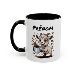Mug Personnalisable Chèvre et Café – Tasse avec Prénom – Cadeau Animal Rigolo Humour – 325 ml