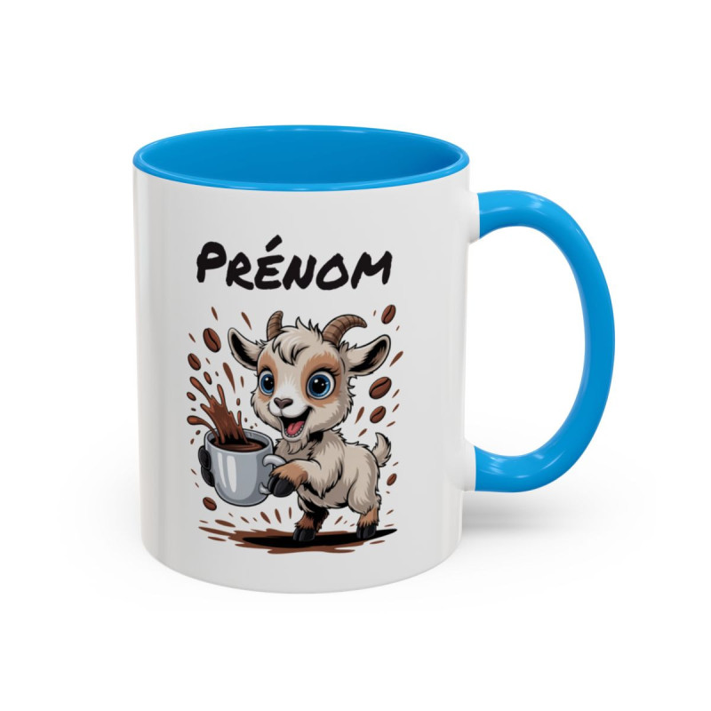 Mug Personnalisable Chèvre et Café – Tasse avec Prénom – Cadeau Animal Rigolo Humour – 325 ml