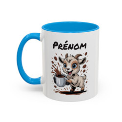 Mug Personnalisable Chèvre et Café – Tasse avec Prénom – Cadeau Animal Rigolo Humour – 325 ml