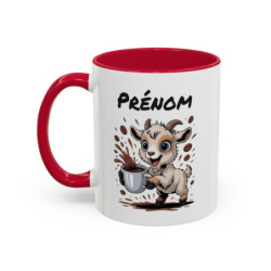 Mug Personnalisable Chèvre et Café – Tasse avec Prénom – Cadeau Animal Rigolo Humour – 325 ml