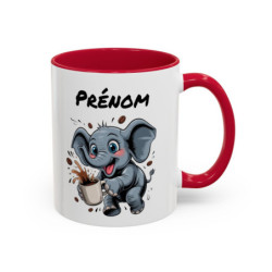 Mug Personnalisable Éléphant et Café – Tasse avec Prénom – Cadeau Drôle Animal Mignon – 325 ml