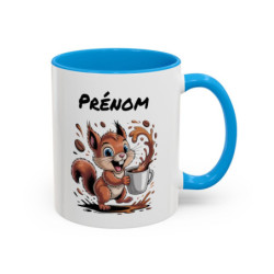 Mug Personnalisable Écureuil et Café – Tasse avec Prénom – Cadeau Drôle Animal Mignon – 325 ml