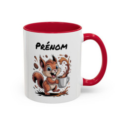 Mug Personnalisable Écureuil et Café – Tasse avec Prénom – Cadeau Drôle Animal Mignon – 325 ml