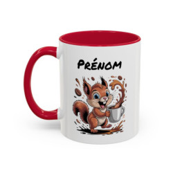 Mug Personnalisable Écureuil et Café – Tasse avec Prénom – Cadeau Drôle Animal Mignon – 325 ml