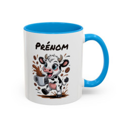 Mug Personnalisable Vache et Café – Tasse avec Prénom – Cadeau Drôle Animal Mignon – 325 ml