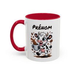 Mug Personnalisable Vache et Café – Tasse avec Prénom – Cadeau Drôle Animal Mignon – 325 ml